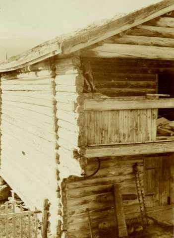 Detalj av loft, Hagen, Lesja, Oppland. Fotografert 1910.