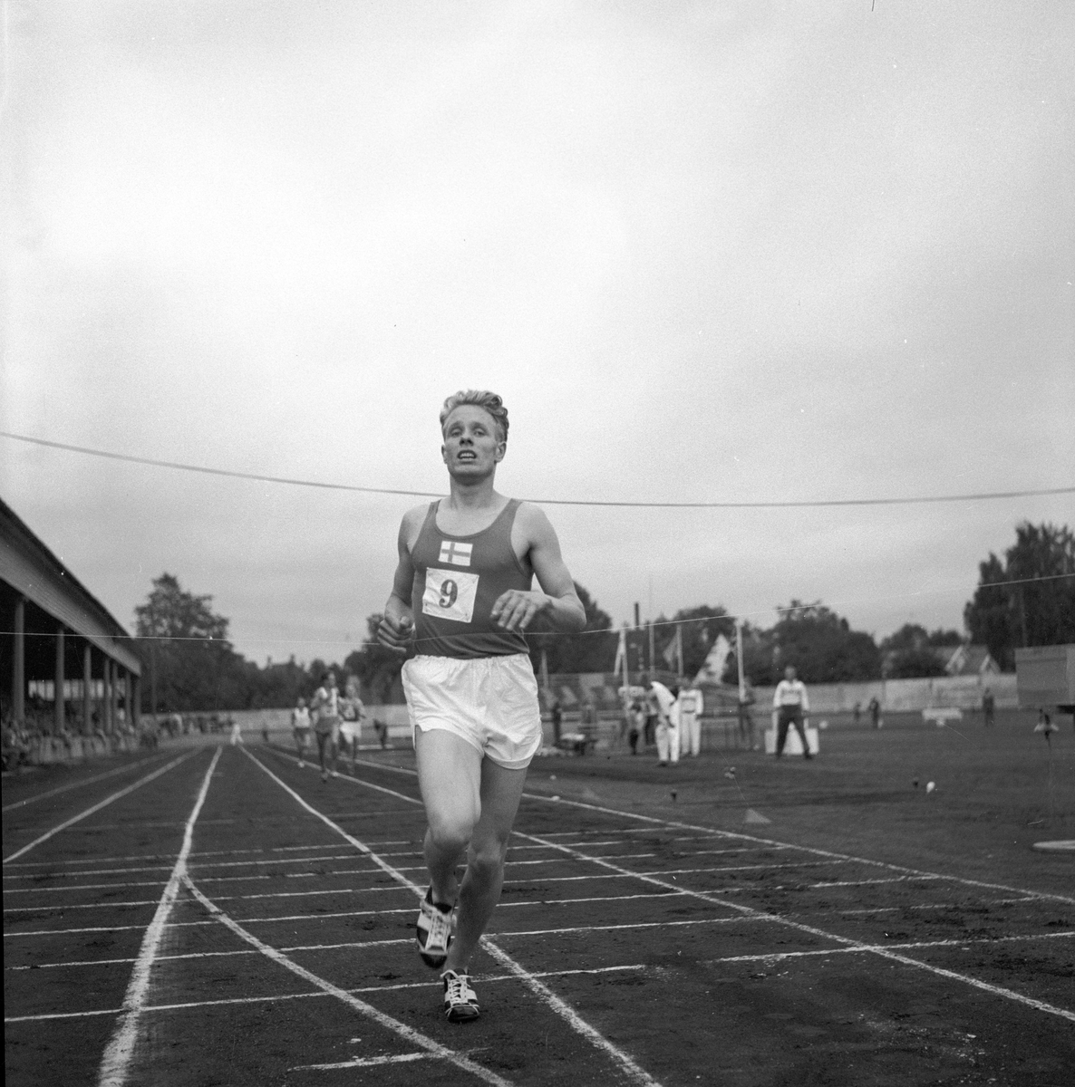 Serie. Landskamp i friidrett mellom Norge, Danmark og Island.  Fotografert 1955.