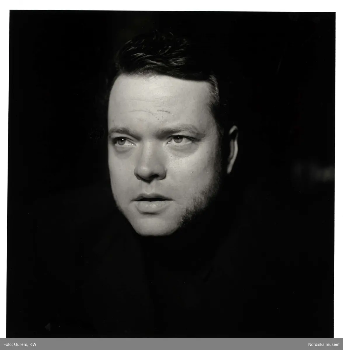 Porträtt av filmskådespelaren Orson Welles.