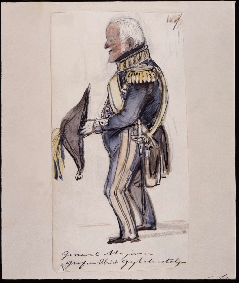 "General Majoren grefve Ulrich Gyldenstolpe". Akvarell av Fritz von Dardel.