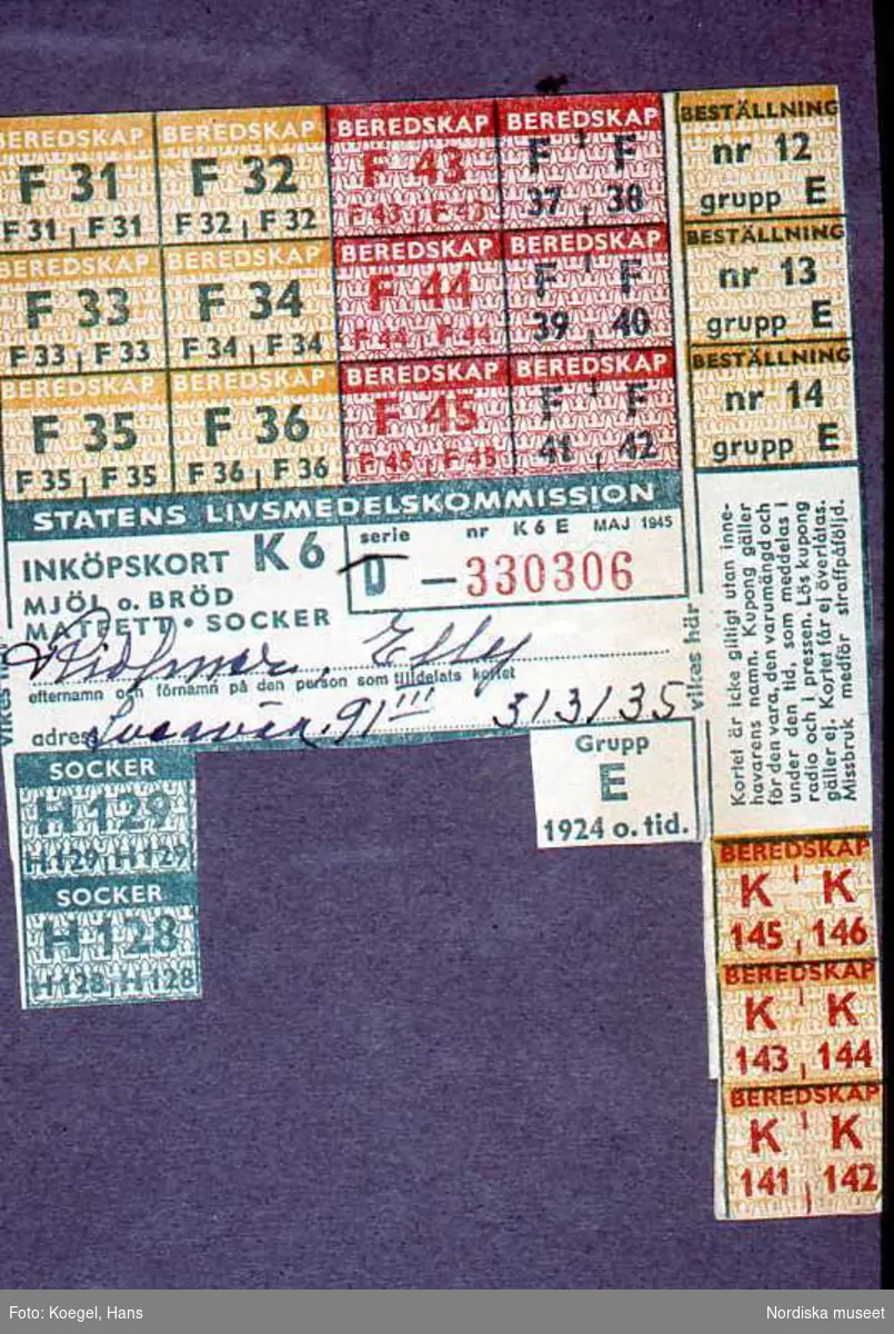 Ransoneringskort från andra världskriget.