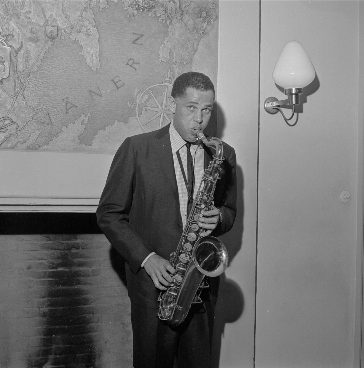 Jazzkonsert med Dexter Gordon, Gästrike-Hälsinge nation, Trädgårdsgatan, Uppsala, oktober 1964