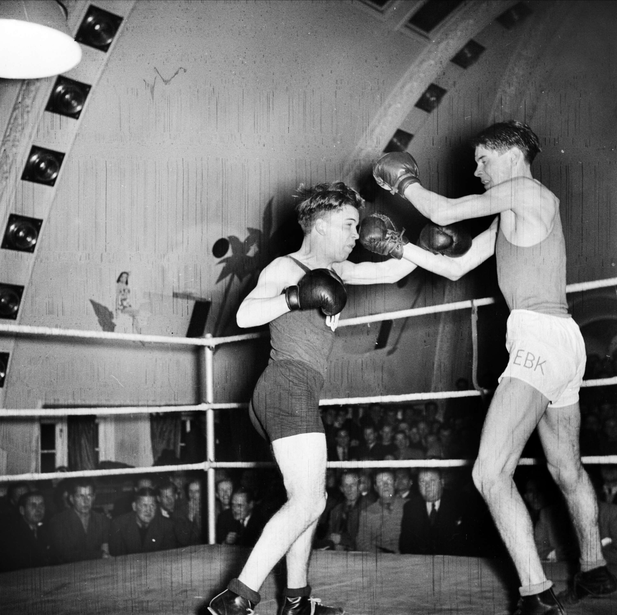 Boxningsmatch - Upsala Idrottsförening, UIF, på Bluffen, Uppsala 1947