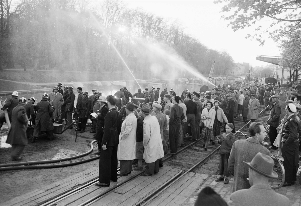 Civilförsvaret - övning, Uppsala hamn, Kungsängen, Uppsala 1951