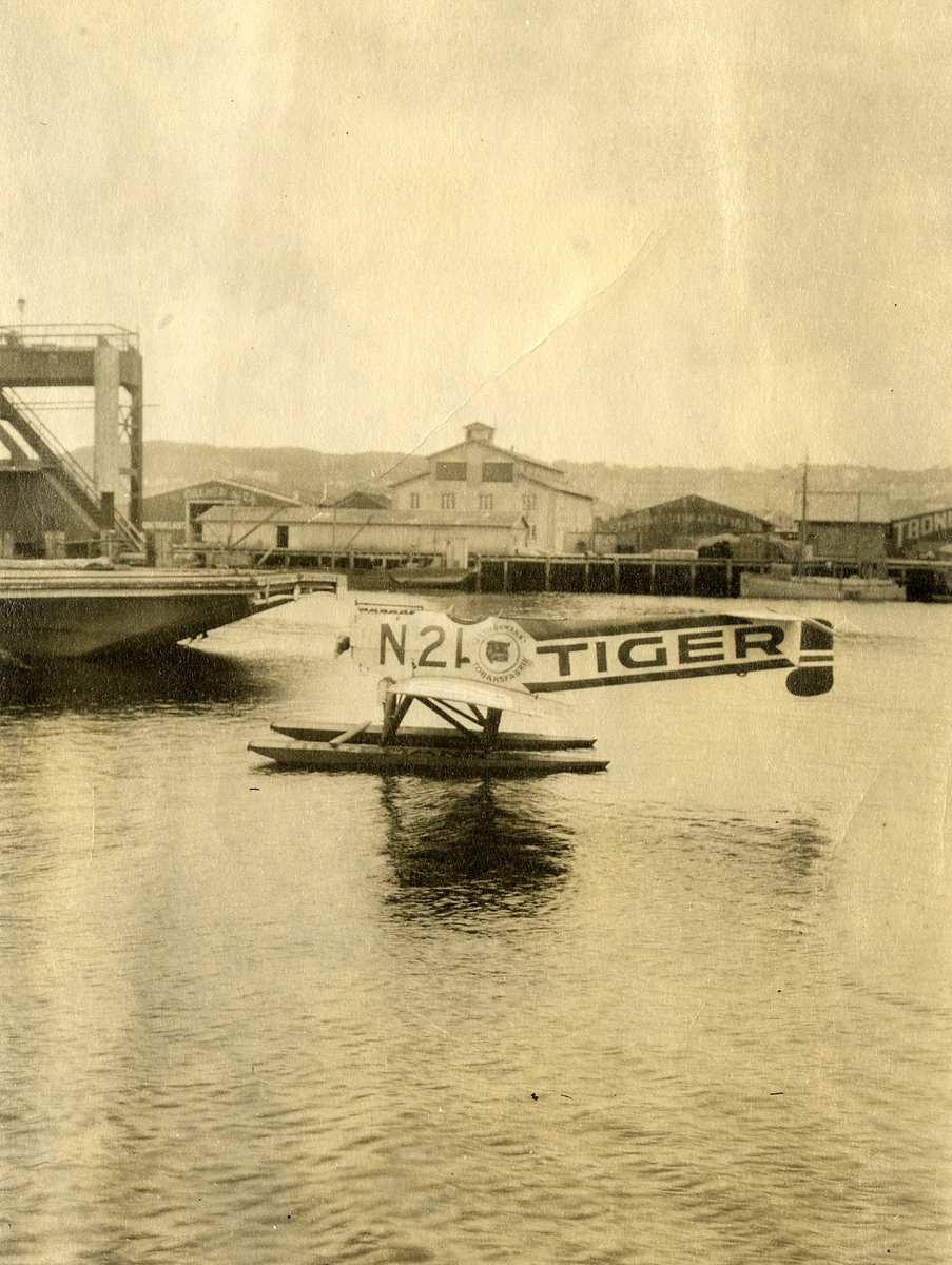 Et av Tiedemanns reklamefly på vannet.