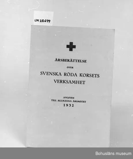 594 Landskap BOHUSLÄN
394 Landskap UPPLAND

"Över Svenska Röda Korsets verksamhet avgiven till allmänna årsmötet 1932".

UM 131:6