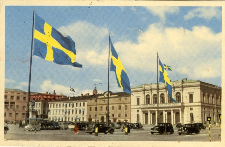 Notering på kortet: Göteborg. Gustav Adolfs torg.