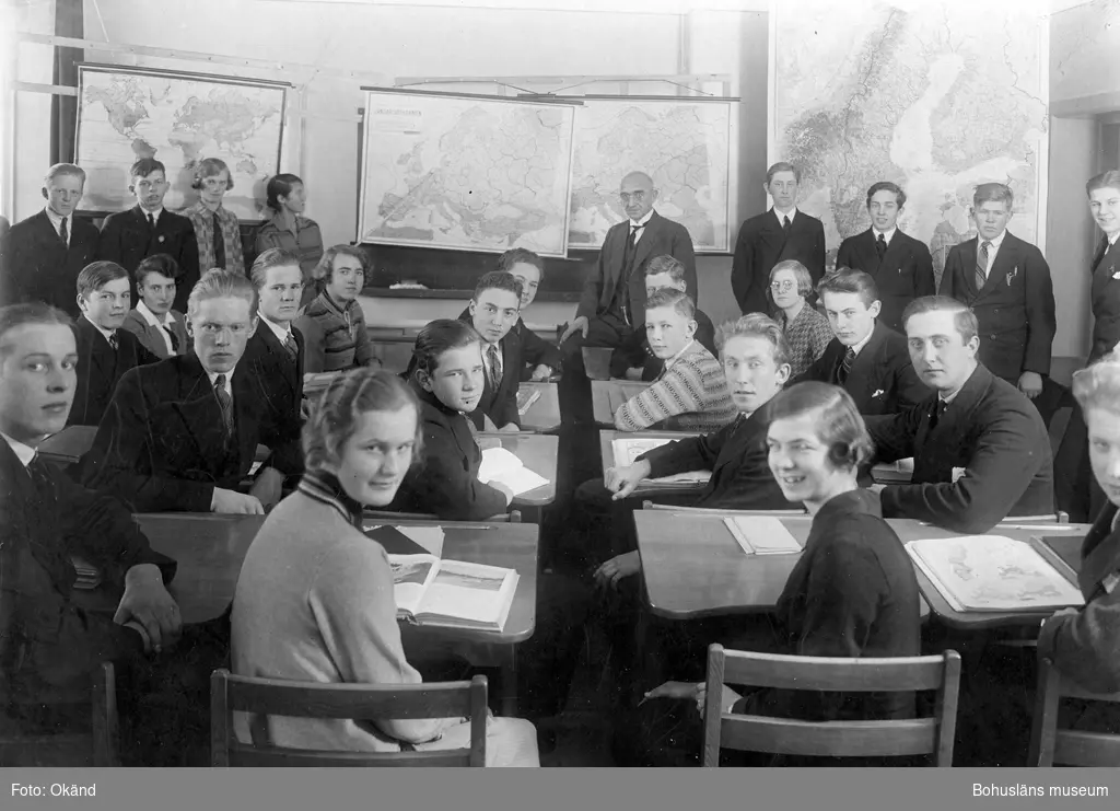 Läroverksklass i geografisalen 1923