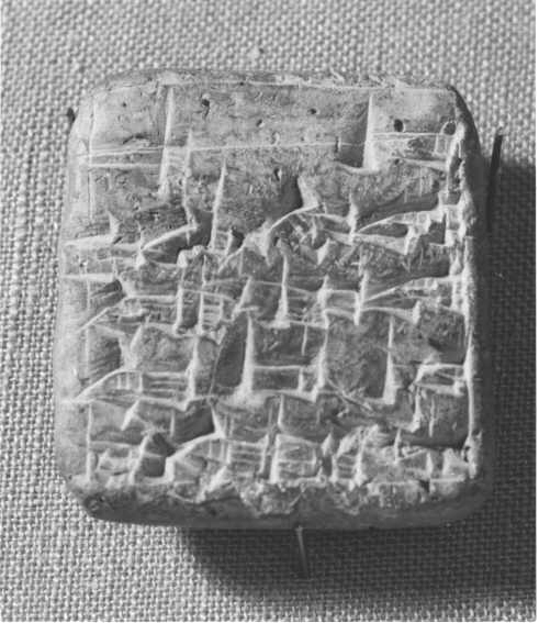 Kilskriftsbrev funnet i Babylons ruiner. Från omkring 500
fkr. Fyrkantig lerplatta. Avskrift av tidningsnotis i
Hedin-måletIII.12:Dr. Sven Hedin, som häromdagen besökte Postmuseum,
överlämnade därvid till museet såsom gåva ett synnerligen intressant
föremål,nämligen ett brev, som härstammar från Babylon och
Nebukadnesars tid.Brevet, som sålunda har den aktningsvärda åldern av
omkring 2500 år,är av bränd lera med kilskrift. Denna skrift
intrycktes som bekantmed skrivstift i den mjuka leran som därpå
torkades eller brändes.Postmuseet, som har några avbildningar av
dylika kilskriftsbrev, ägde emellertid förut icke något i original,
varför Dr. Hedins gåva är avstort intresse och värde.