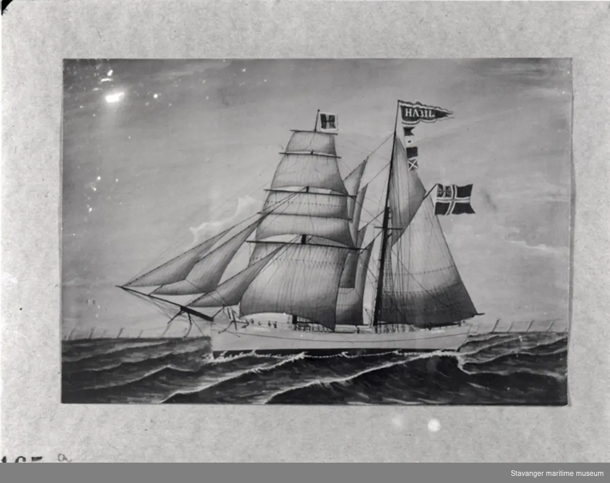 Avfotografert skipsportrett av skonnertbrigg "Habil".