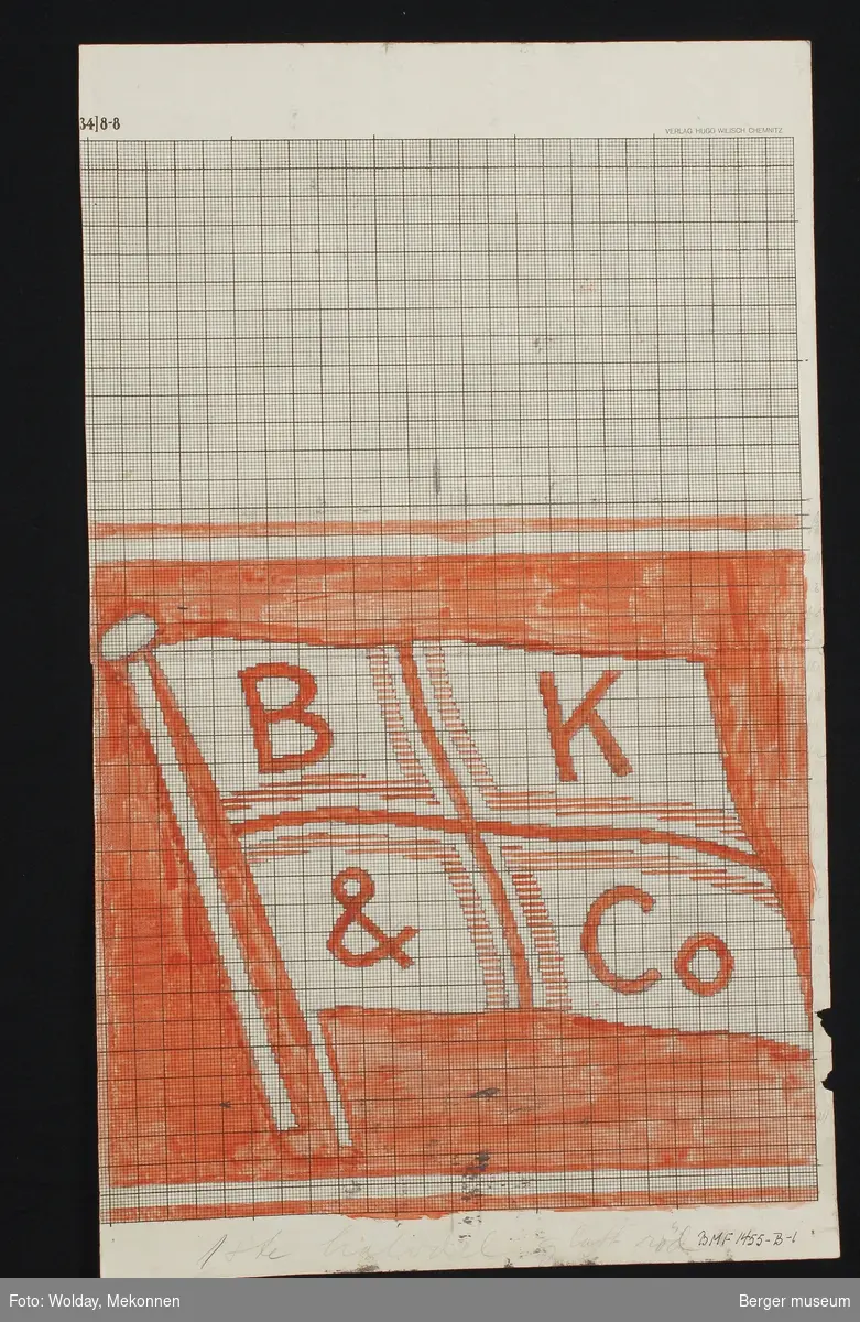 Rederiflagg med logo B K & Co (Bruusgaard og Kiøsterud & Co - Drammens rederi)