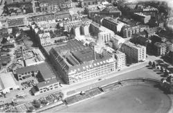 Frogner stadion, med Middelthuns gate. Kirkeveien til høyre 