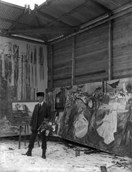 Edvard Munch i atelieret på Skrubben, Kragerø