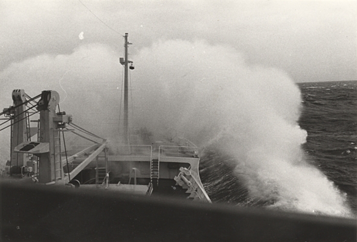 M/S ARAWAK av Stockholm i hårt väder utanför Formosa 17.3.1966.