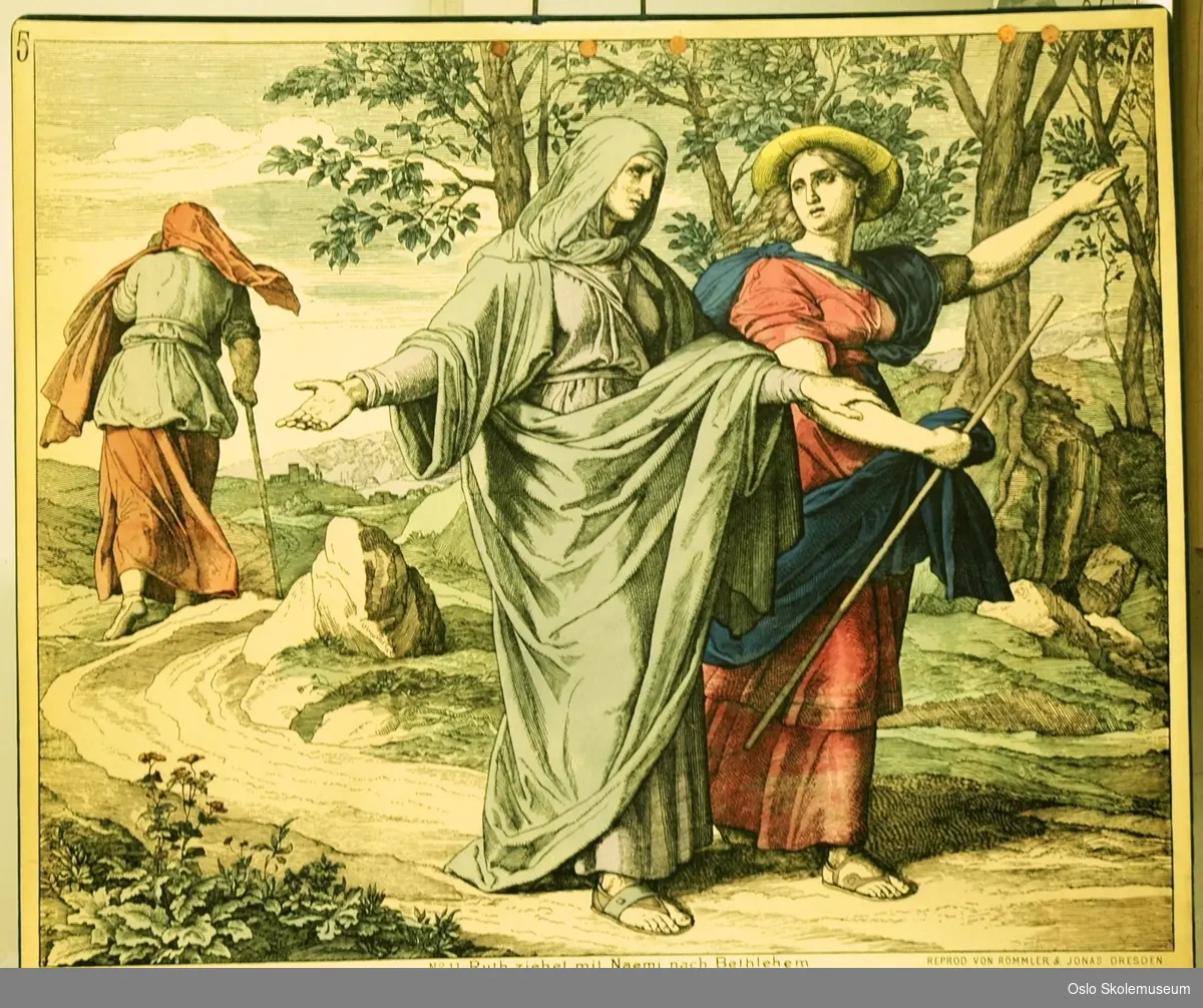 Bibelhistorie: Ruth og Naemi går mot Betlehem.