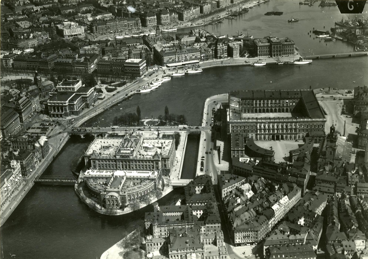 Stockholm från luften, flygfotografi 1934.