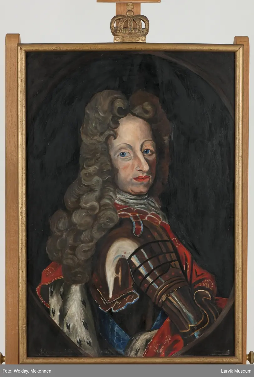 Fredrik IV i rustning og rød kappe