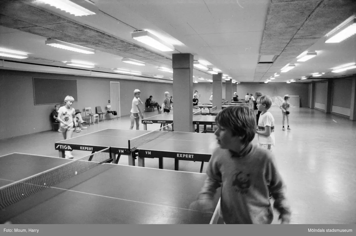 Bordtennis i Almåsskolans sporthall i Lindome, år 1984.

För mer information om bilden se under tilläggsinformation.