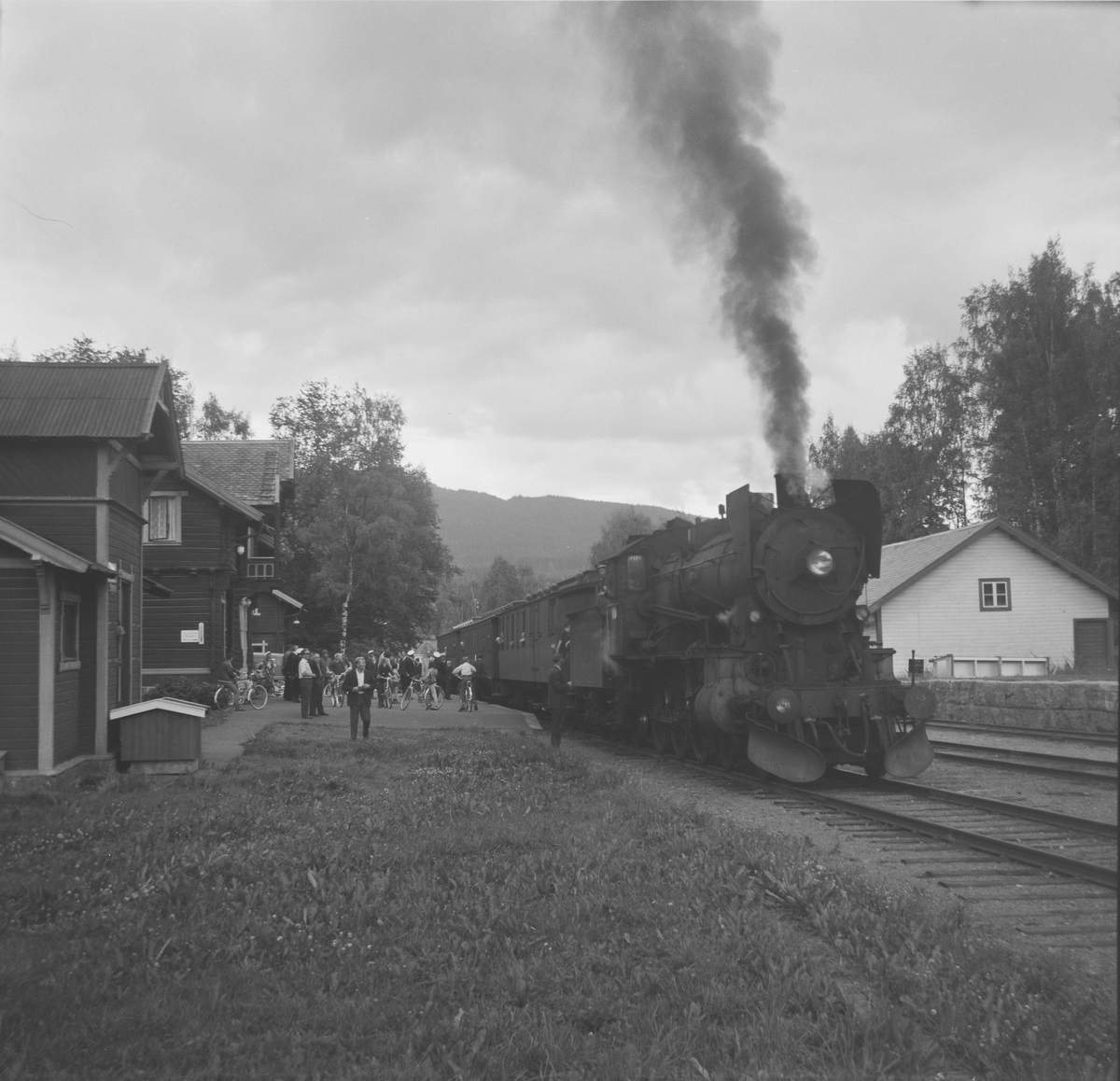 A/L Hølandsbanens veterantog Eina-Skreia-Eina på Skreia stasjon. Damplok type 30b 347.