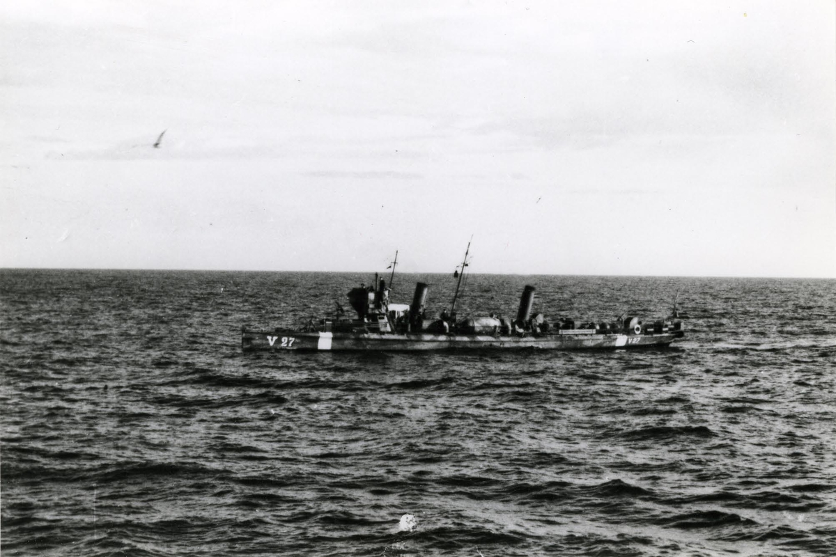 Vedettbåten "V 27", ex torpedbåten Blixt, sept. 1944.