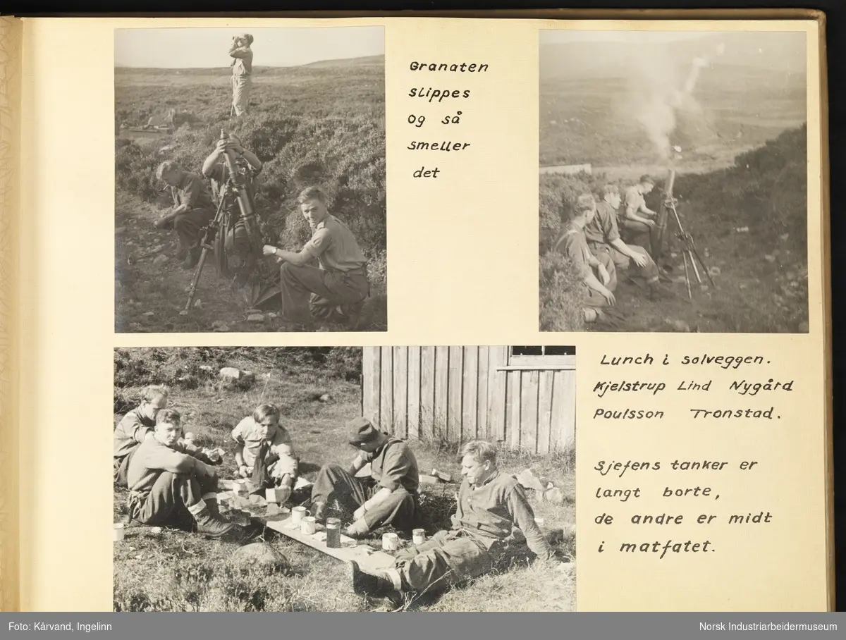 Krigsfoto med hovedvekt på Sunshine opreasjonen, trening i Skottland og spesielt Leif Tronstad. Alle fotografier har tilhørende motivtekst.