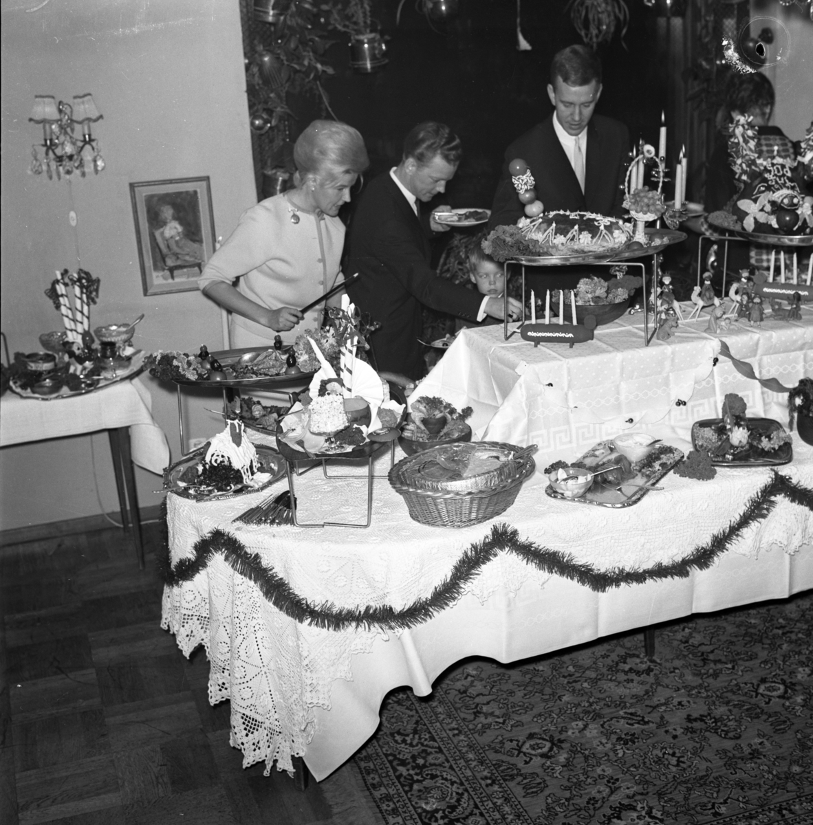 Julbord på Industrihotellet i Huskvarna på 1960-talet.