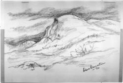 Teikning, 13cm x 18cm av Elsa Garatun, 1990.