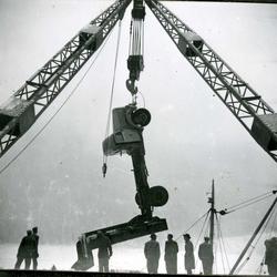 Vannkraftutbygging, lastebil heis opp av Bandak.