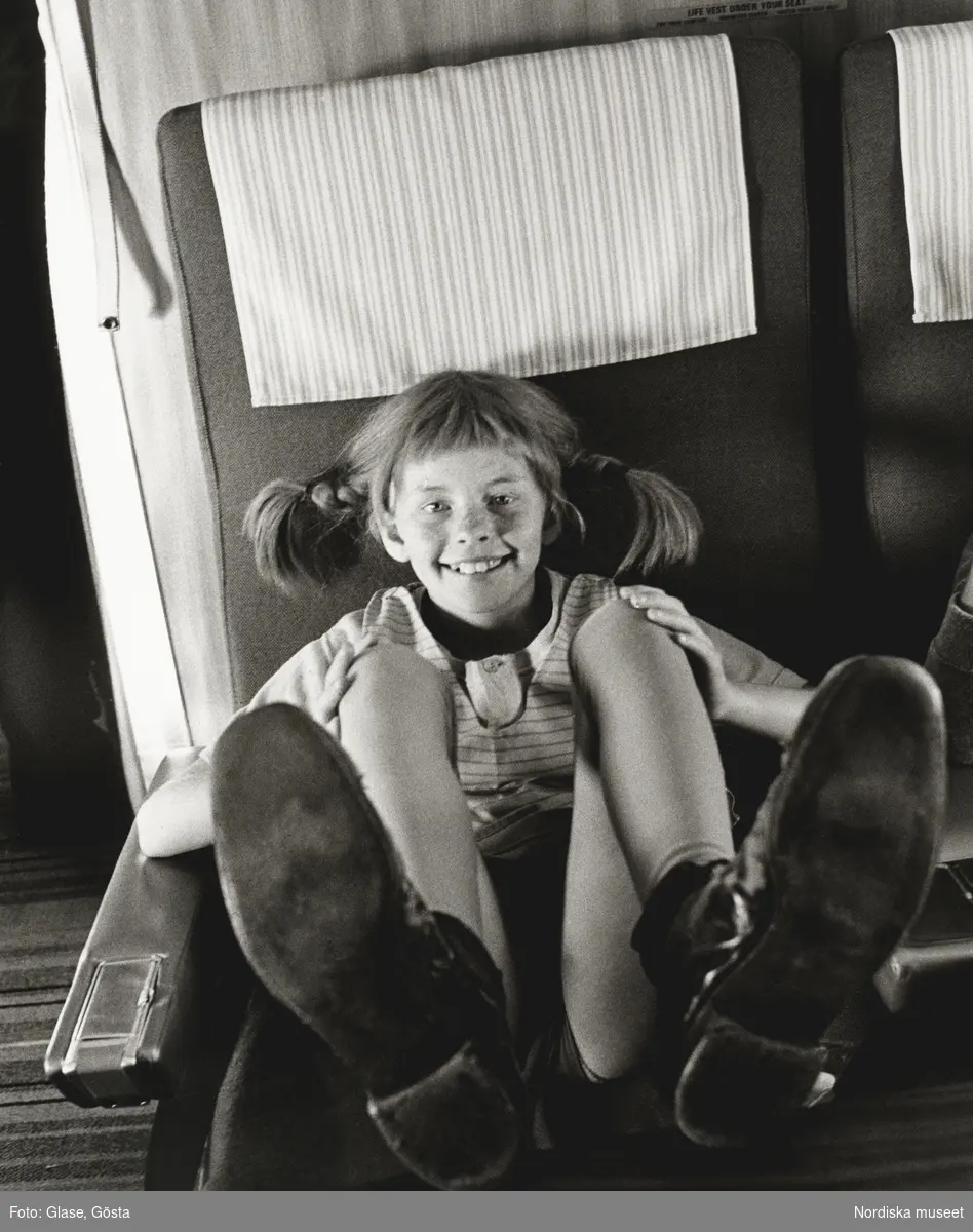 Porträtt av världens starkaste flicka Pippi Långstrump, Astrid Lindgrens bokkaraktär. Hon gestaltas här av skådespelerskan Inger Nilsson.