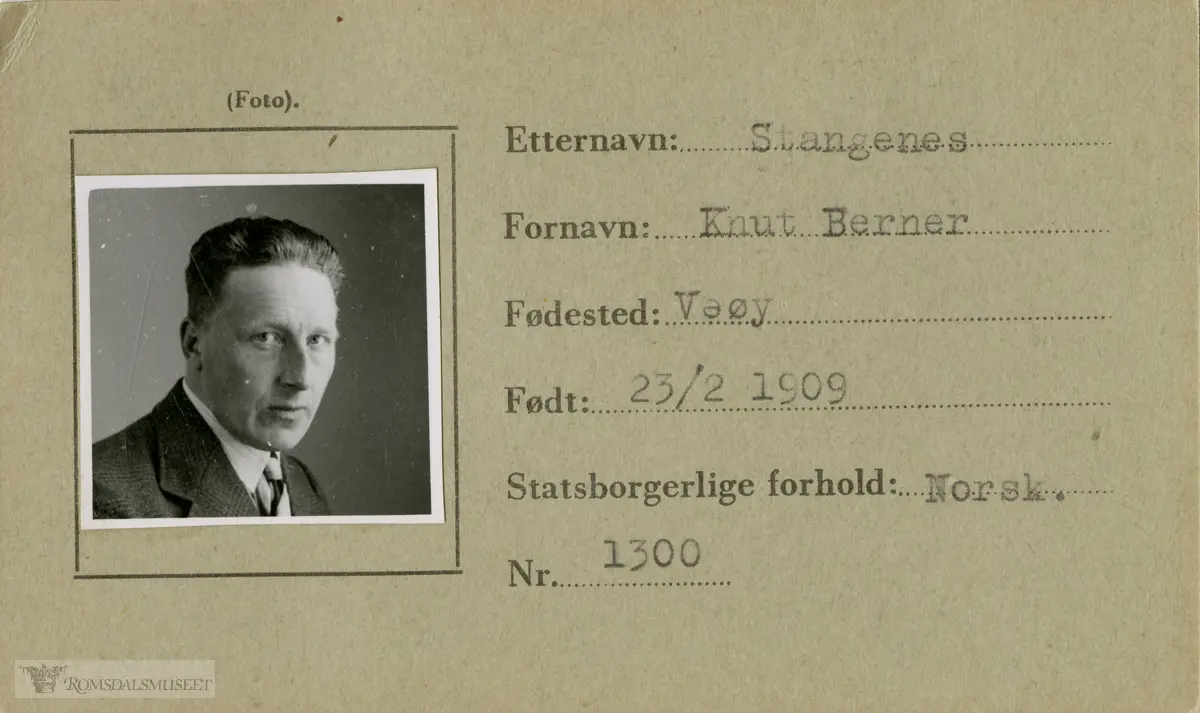 "Knut Berner Stangenes" "nr 1300"