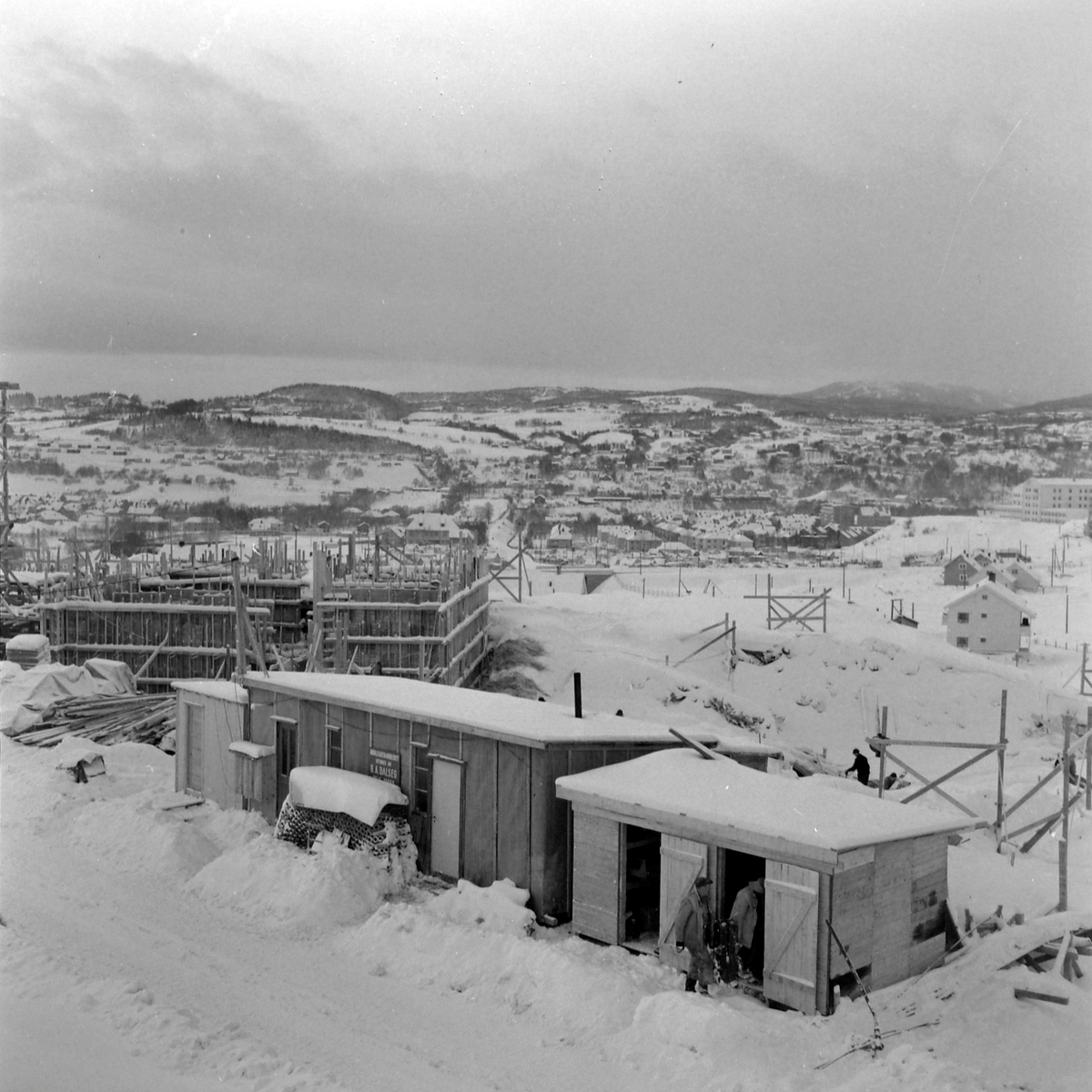 Bygging av studentbyen på Berg