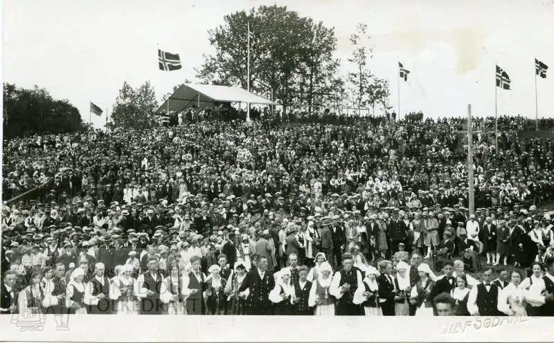 En stor forsamling kvinner og menn. Stiklestad 1930