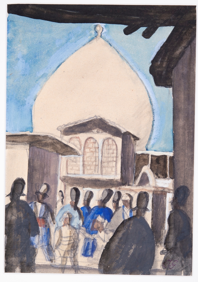 Hamadan moskén (Hamadan moieja) [Akvarellmålning]
