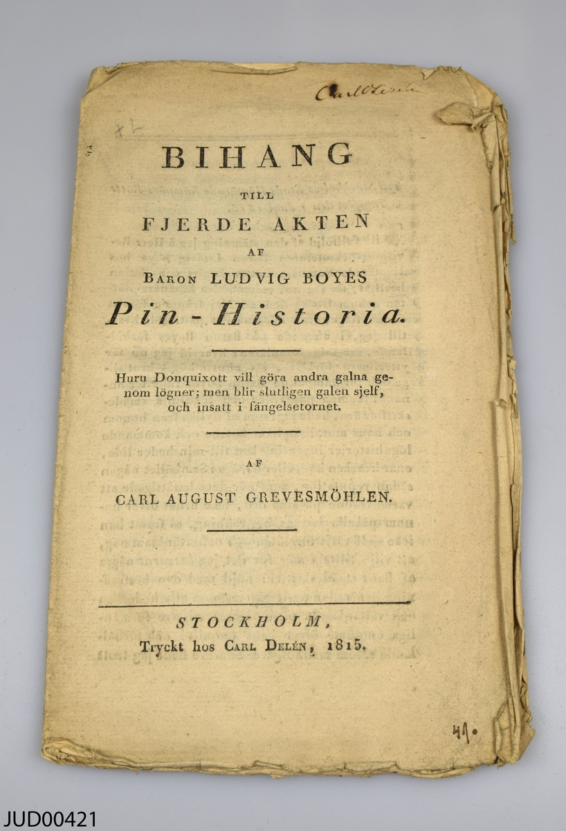 Sex korta skrifter tryckta mellan 1815 och 1856 rörande judar. Skrifterna är tryckta på papper och är skrivna på svenska.