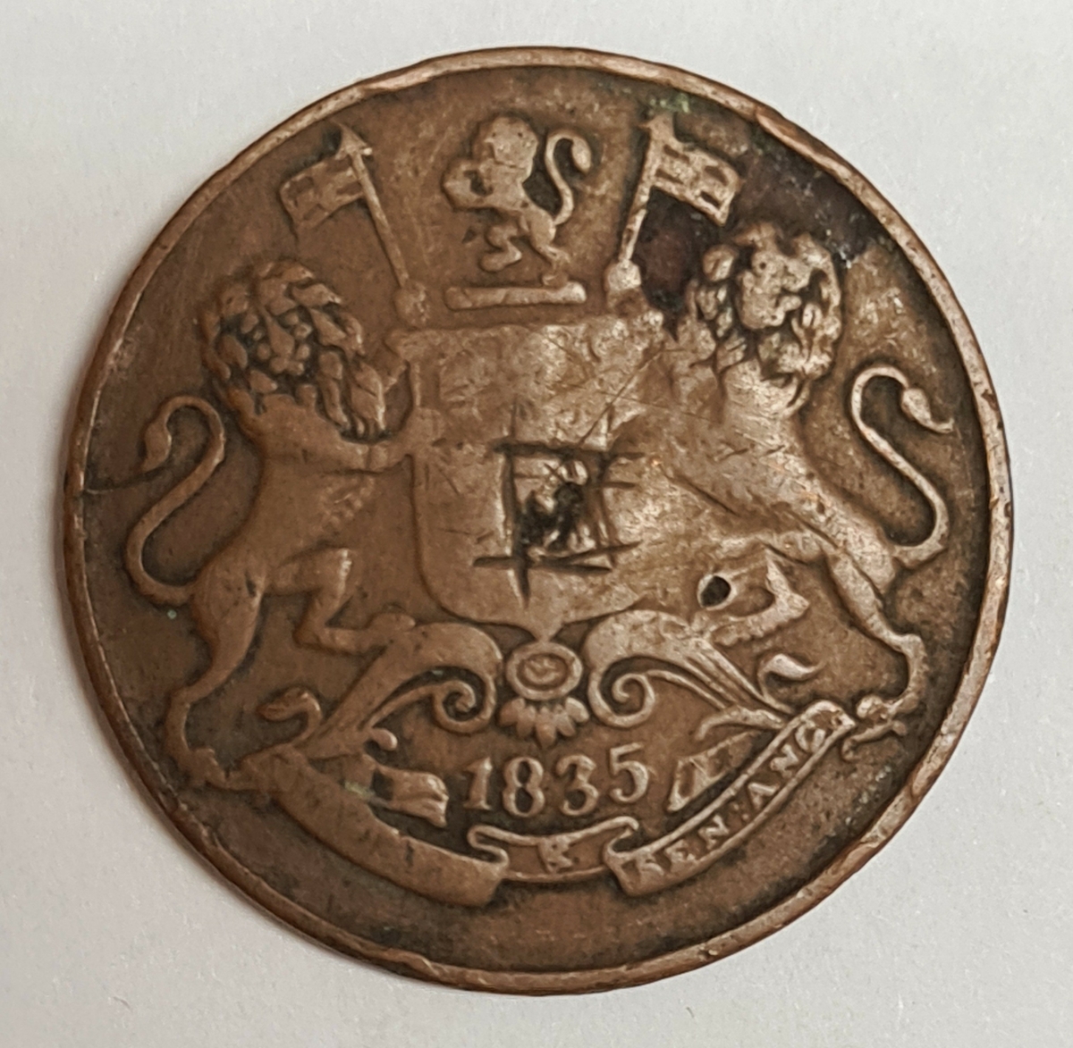 Tre mynt från Indien/Storbritanien.
1/4 Anna, 1835
1/4 Anna, 1858
1/4 Anna, 1858