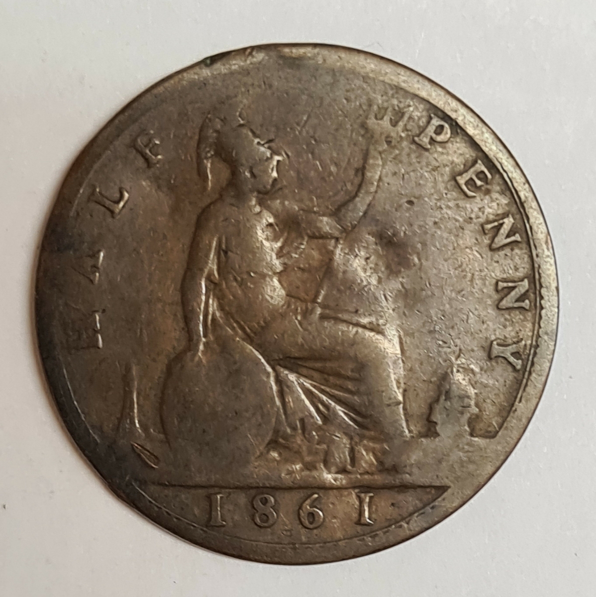Åtta mynt från Storbritanien.
½ Penny, 1868
½ Penny, 1861
½ Penny, 1862
½ Penny, 1861
½ Penny, 1861
½ Penny, 1861
½ Penny, 1861
½ Penny, 1861