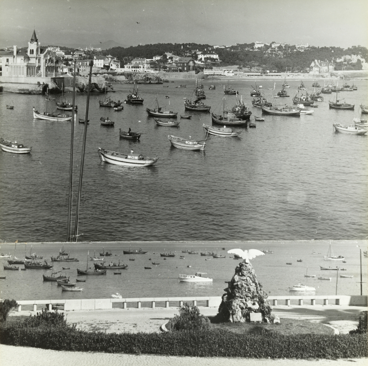 Utsikt over havnebassenget i Cascais utenfor Lisboa. Fotografert 1956.
