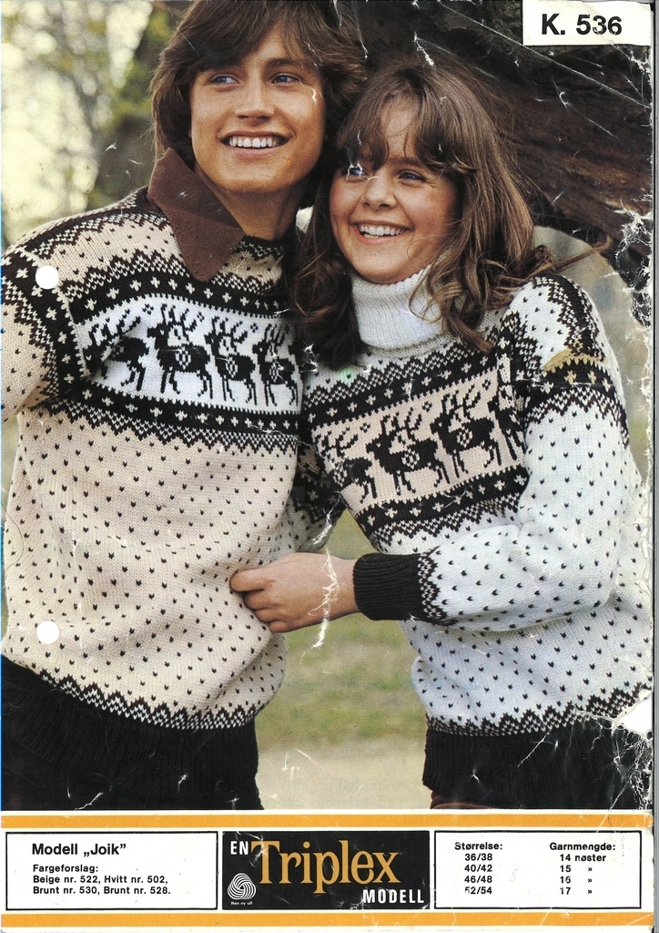 Kvinne og mann i strikket genser.