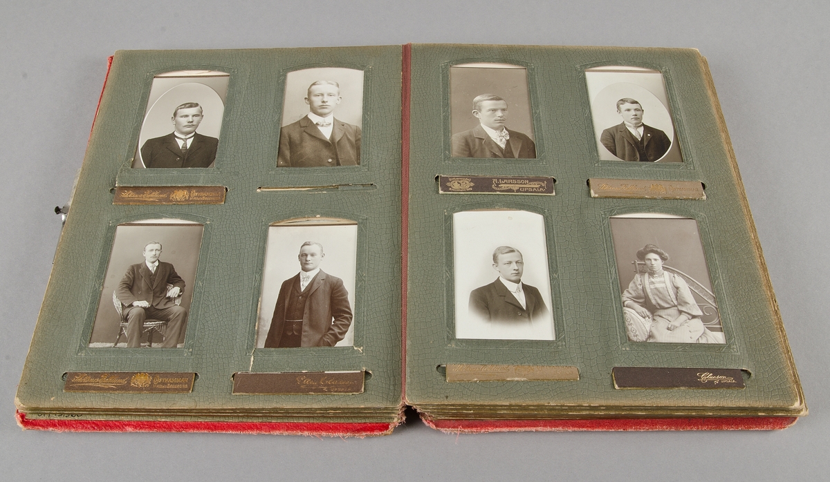 Kabinettsfotografier av män, kvinnor och barn, ateljéporträtt, datering 1800-1900-tal