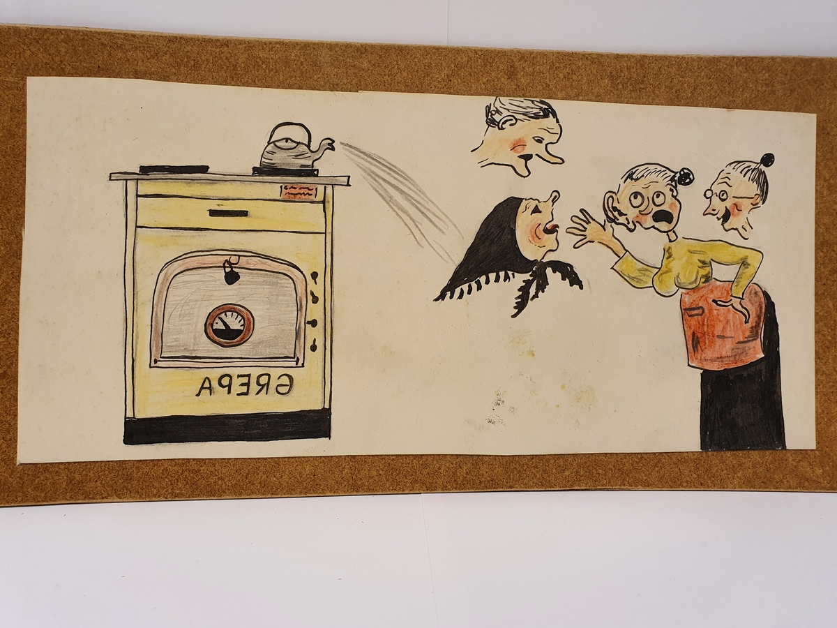 Hjemmelaget lysbildeapparat laget av Øyvind Sandnes i 1952-53, tilhørende illustrasjoner laget av Ingvar Sandnes i 1952-53, og sangtekst skrevet av Oddvar Sandnes. Illustrasjonene og sangteksten omhandler elektrisitetens inntog i Viken.
