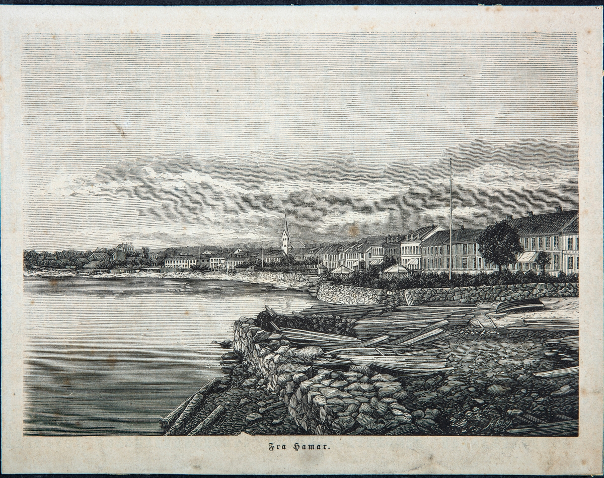 Hamar, Strandgatehagene, Strandgata, Mjøsa, skillingstrykk fra 1870, 

