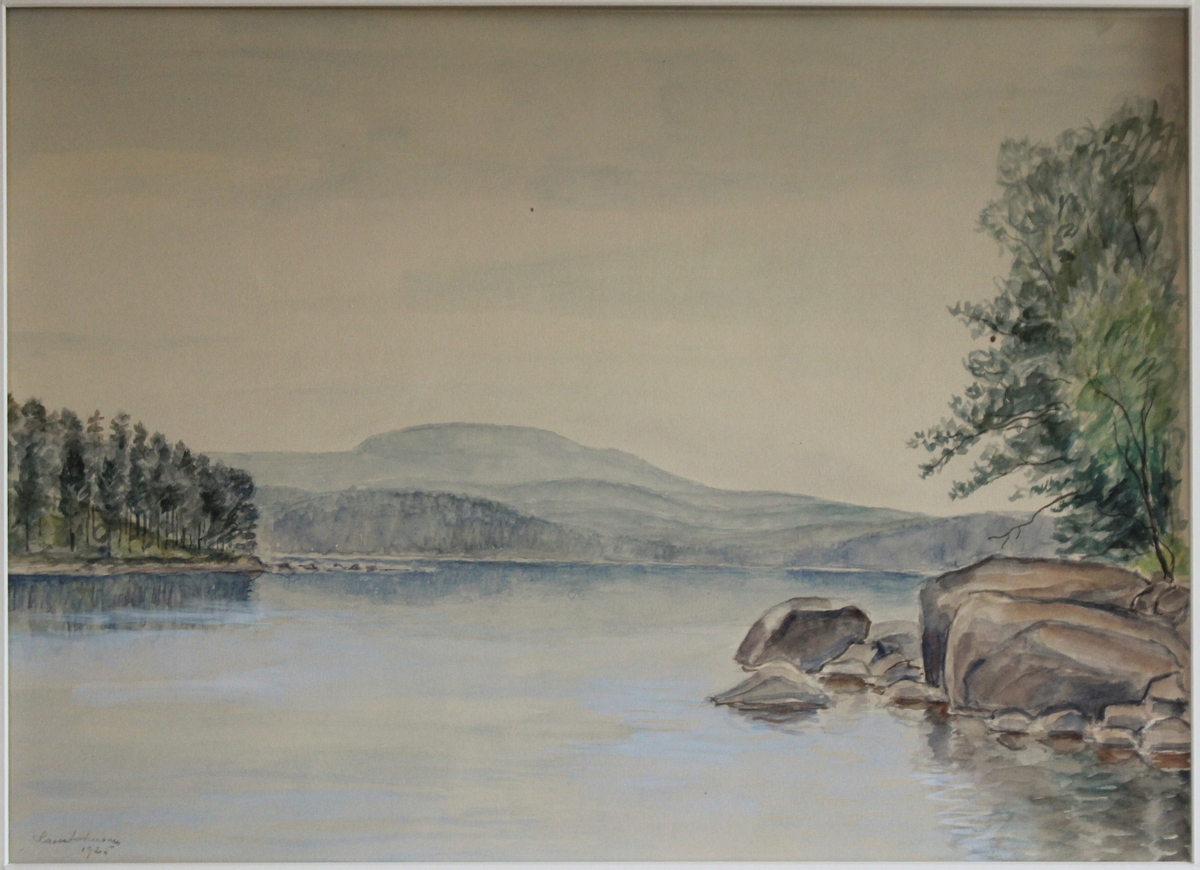 Motiv från sjön, Uppland [Akvarellmålning]