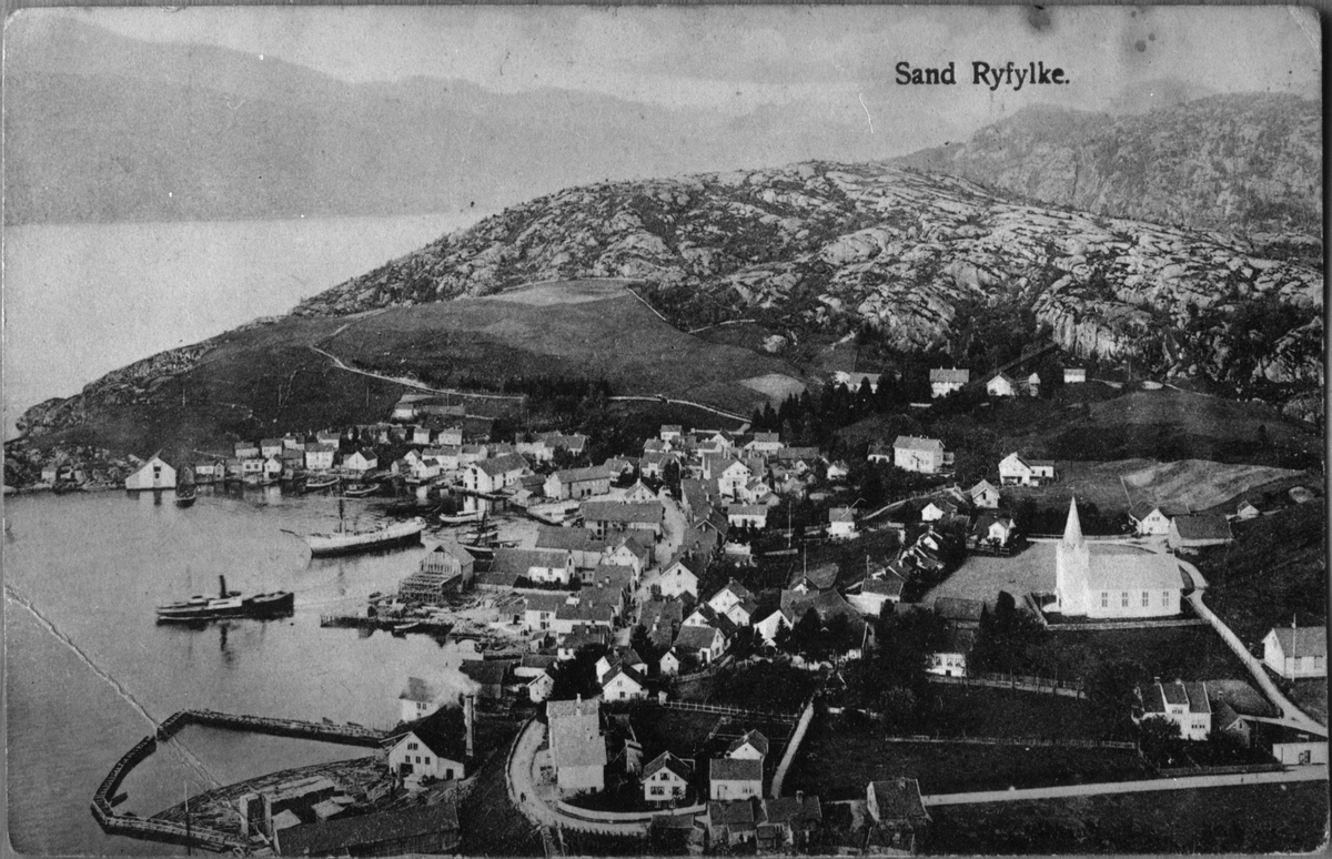Postkort med motiv frå Sand, 1930.