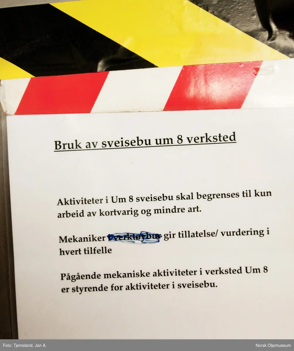 Regler for bruk av sveisebu UM 8 Verksted på Statfjord A.