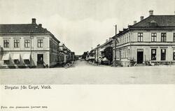 Storgatan från Stortorget, Växjö 1905, med vy västerut. Till