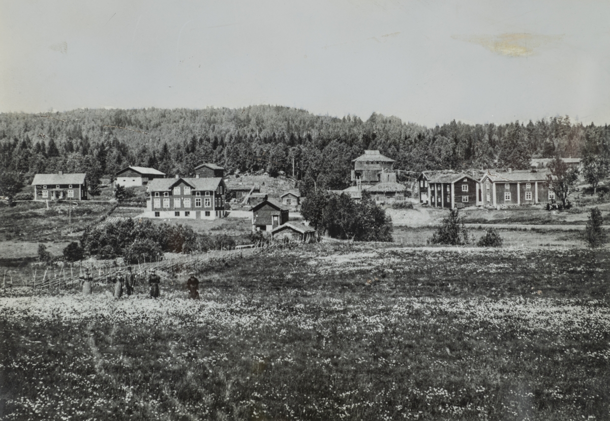 Greksåsars by med Greksåsars hytta.
Fotot tagen troligen före 1880.