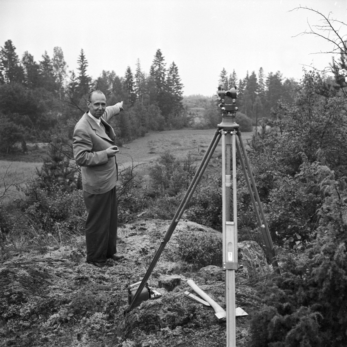 Geodeter i Almunge, Uppland 1958