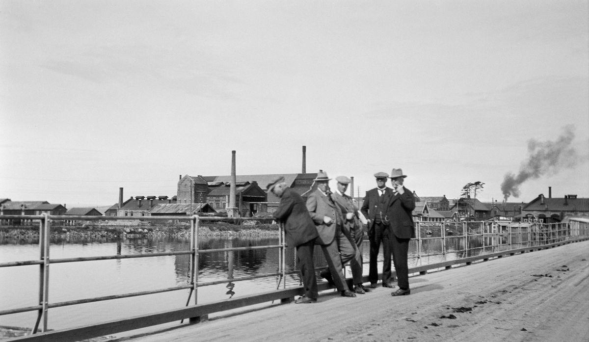 Direktionen på Stangebrua mellom Stange og Hamar, Hedmark. Fabrikbygninger i bakgrunnen av bildet.