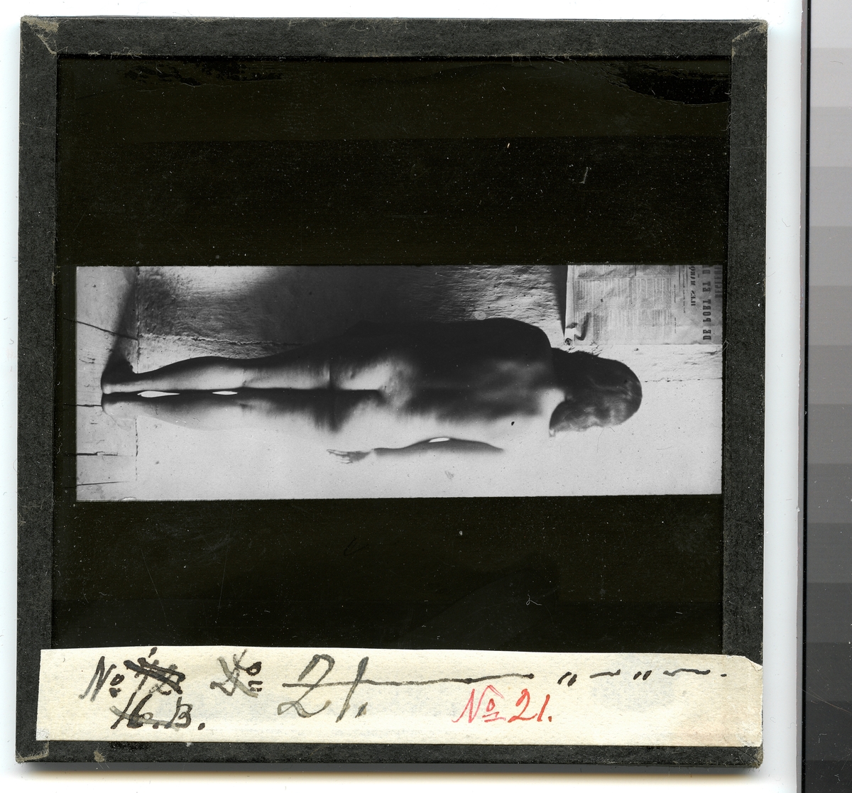Bilden föreställer ett porträtt av en naken flicka bakifrån. Enligt Etnografiska museets bildinformation heter hon Akata (född 1865-70).
