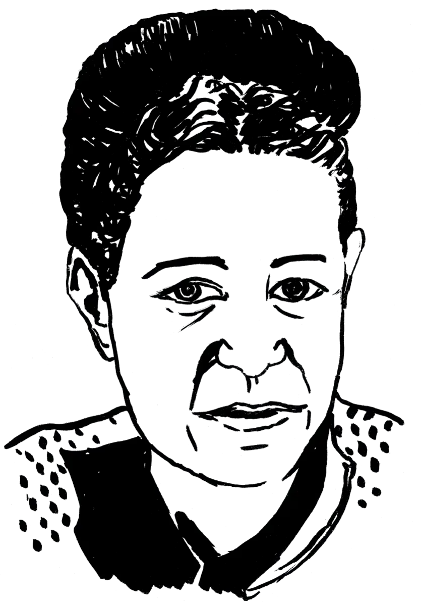 Drawing illustrating a woman.